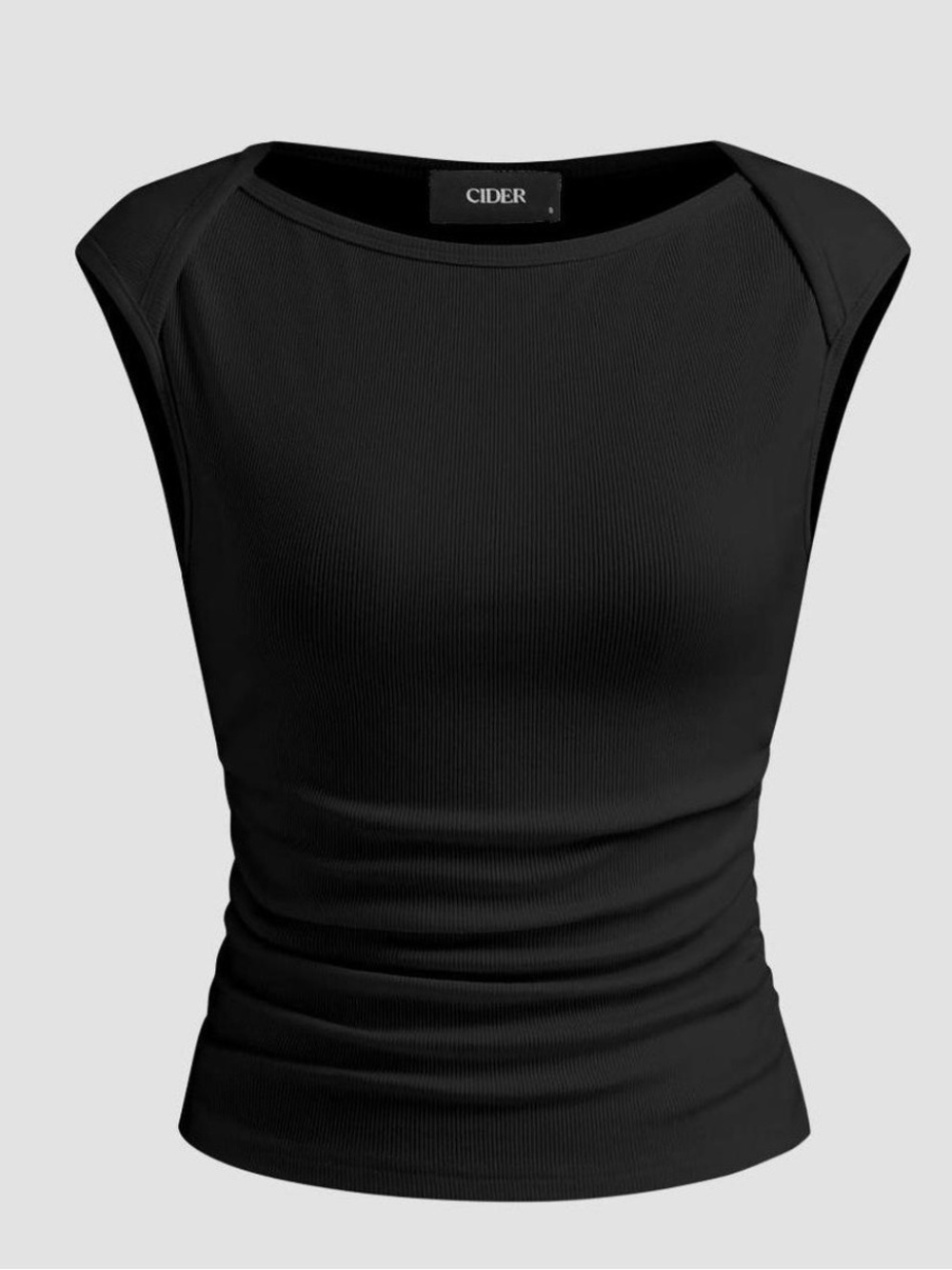 CIDER Black Ribbed High-Neck Tank